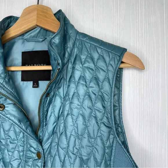 Talbots teal quilted vest size Large - Picture 2 of 8